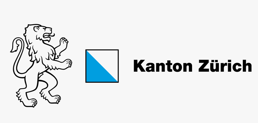 Wappenlogo des Kantons Zürich in Form eines Quadrates mit Blau/weiss und einem Löwen